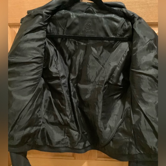 Max Studio Women’s Black Faux Leather Quilted Zippered Moto Jacket Size Large - Picture 7 of 12